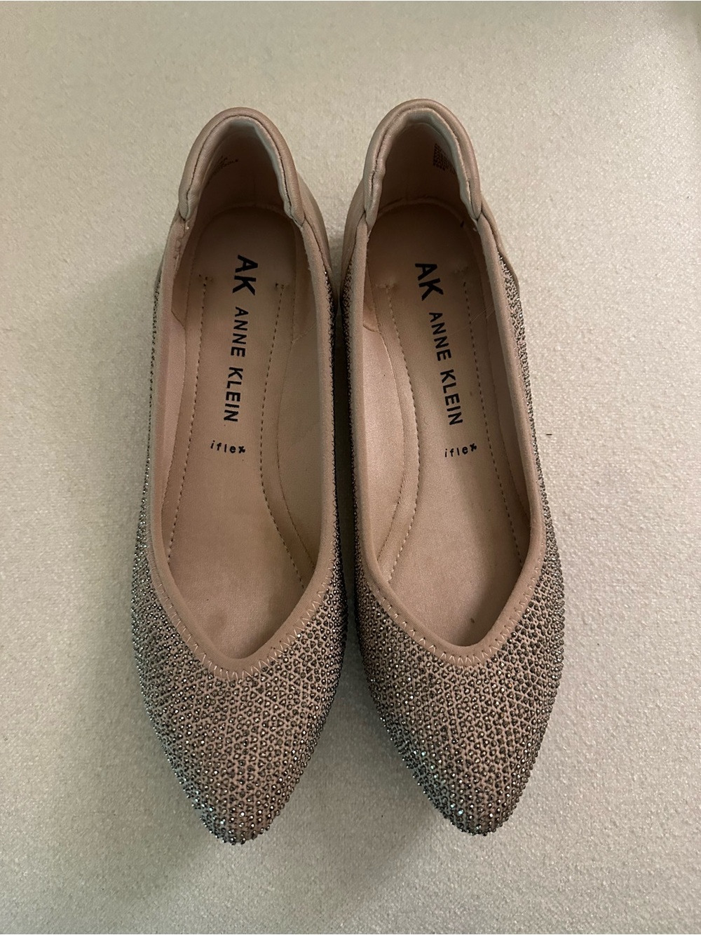 Anne Klein Oakley Blush Pink Rhinestone Pointed Toe Ballet Flats Size 9 - Picture 4 of 6